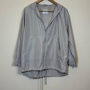 Primark Lightweight Hooded Jacket XS Gray Beige Windbreaker Mesh Vent Spring